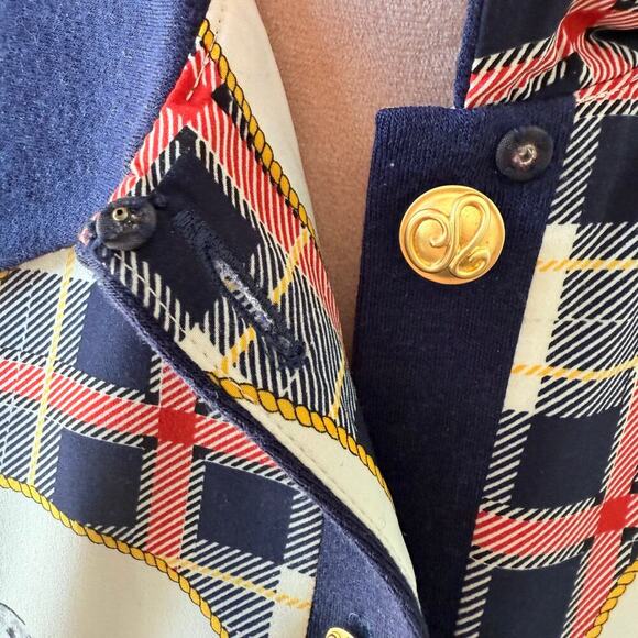 Rare VTG Whimsy Novelty Dog Print Plaid Teacher Button Up Blouse Equestrian S/M - Picture 4 of 13